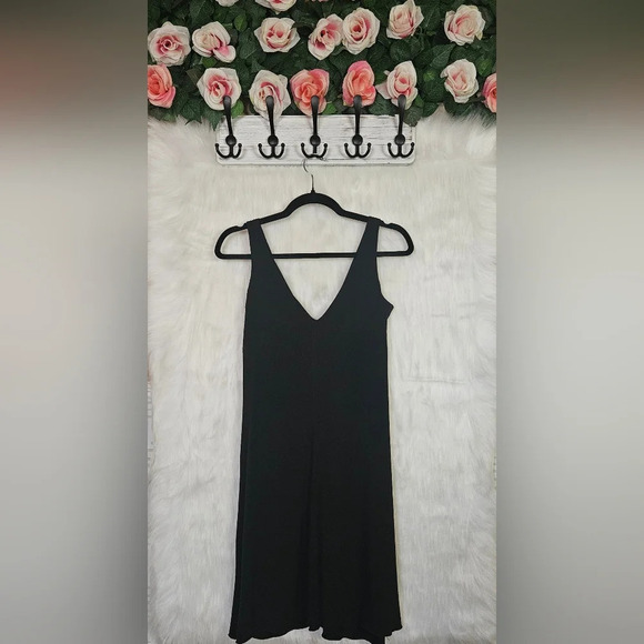 Jessica Satin Black Jeweled Waist Little Black Dress - Picture 4 of 7